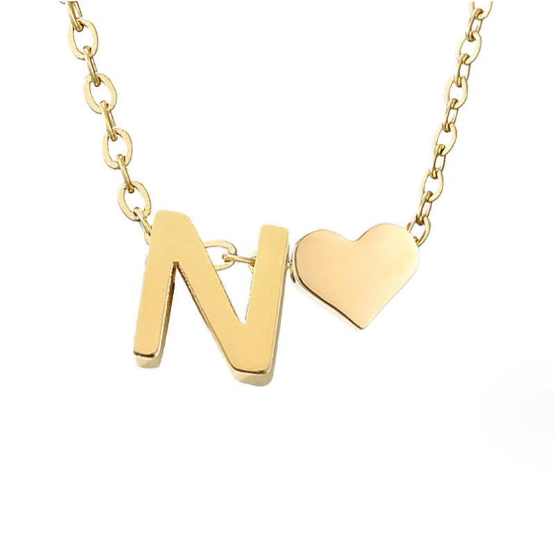 Initialen Ketting met Hart – 14K Goud Verguld & Waterproof
