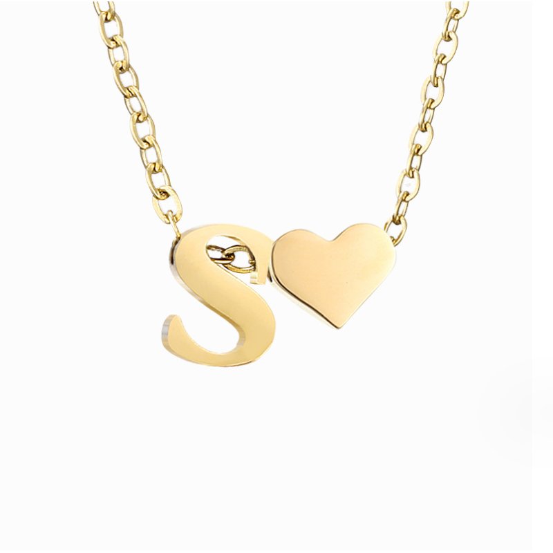 Initialen Ketting met Hart – 14K Goud Verguld & Waterproof