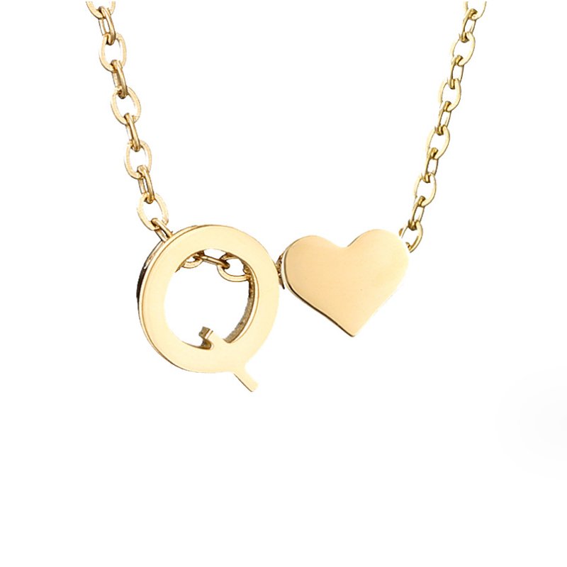 Initialen Ketting met Hart – 14K Goud Verguld & Waterproof