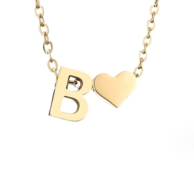 Initialen Ketting met Hart – 14K Goud Verguld & Waterproof
