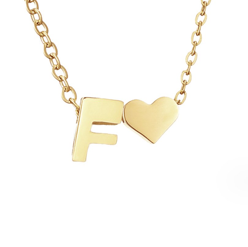 Initialen Ketting met Hart – 14K Goud Verguld & Waterproof