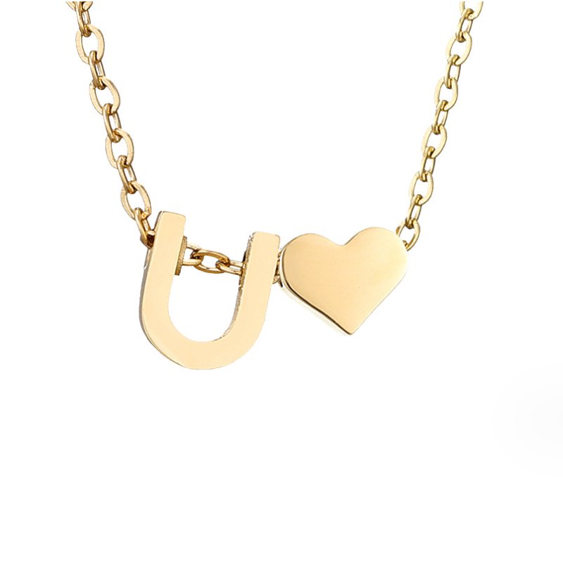 Initialen Ketting met Hart – 14K Goud Verguld & Waterproof