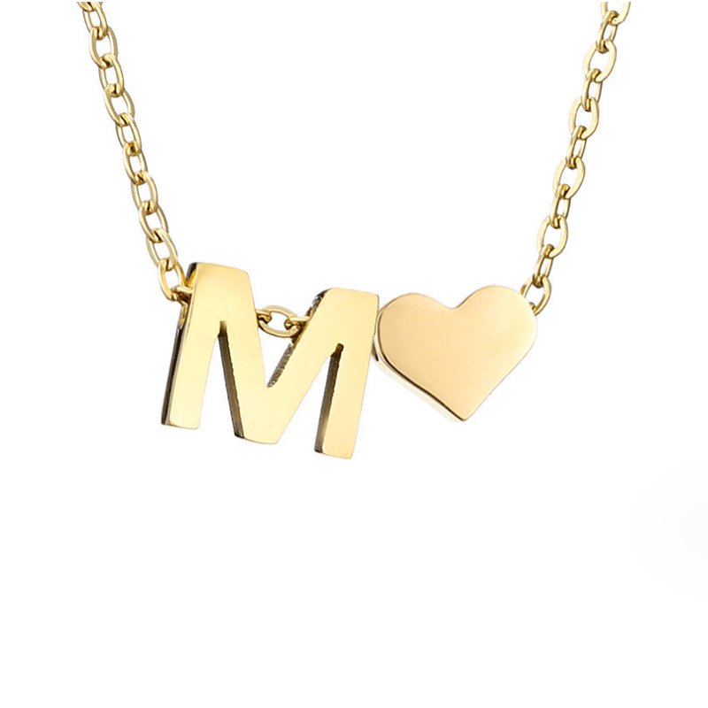 Initialen Ketting met Hart – 14K Goud Verguld & Waterproof