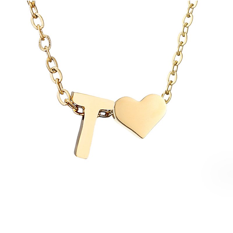 Initialen Ketting met Hart – 14K Goud Verguld & Waterproof