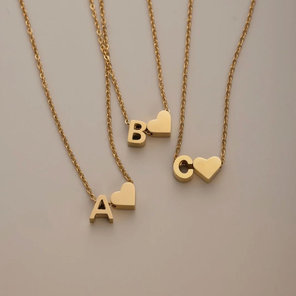 Initialen Ketting met Hart – 14K Goud Verguld & Waterproof