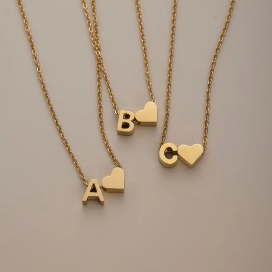 Initialen Ketting met Hart – 14K Goud Verguld & Waterproof
