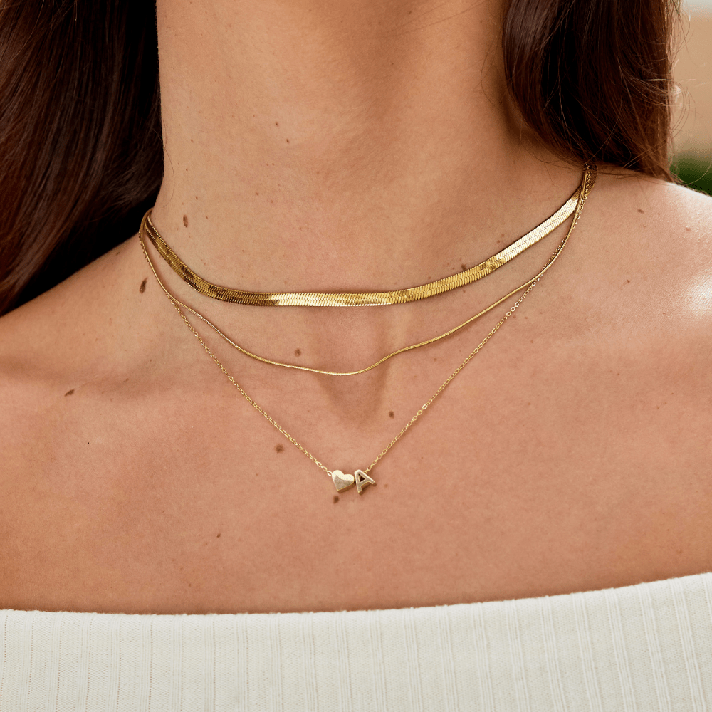 Initialen Ketting met Hart – 14K Goud Verguld & Waterproof