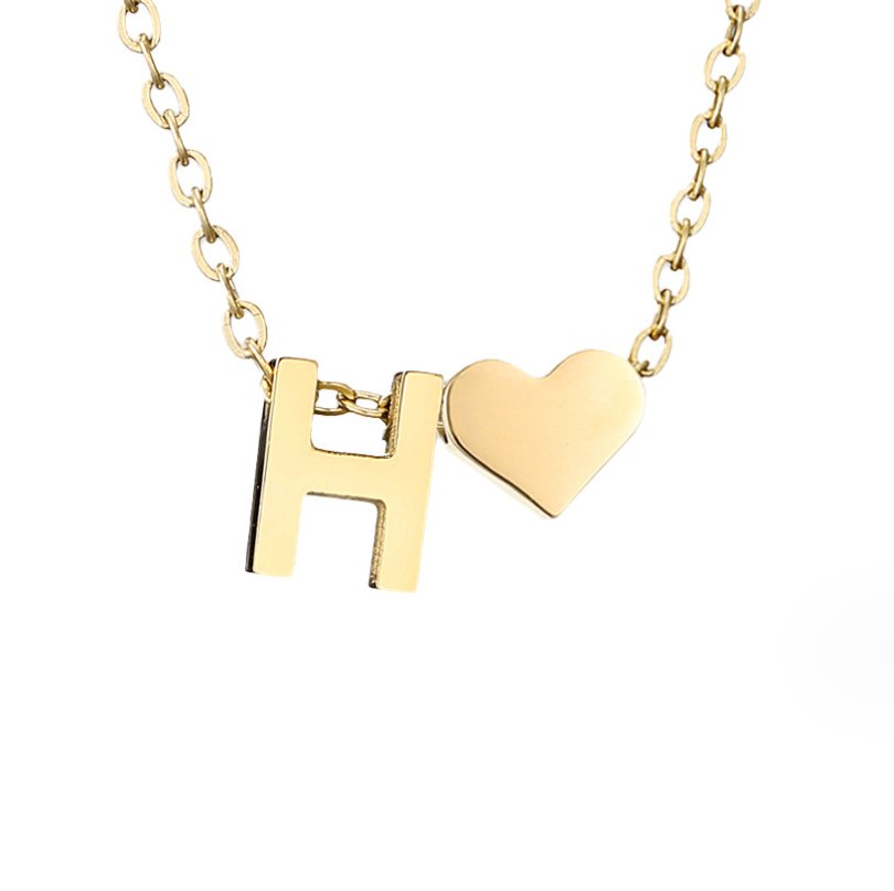 Initialen Ketting met Hart – 14K Goud Verguld & Waterproof