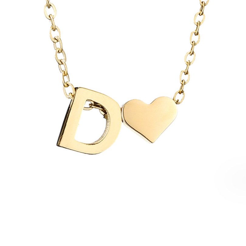 Initialen Ketting met Hart – 14K Goud Verguld & Waterproof