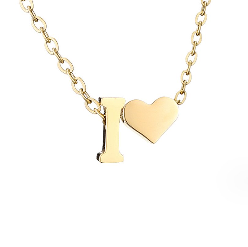 Initialen Ketting met Hart – 14K Goud Verguld & Waterproof