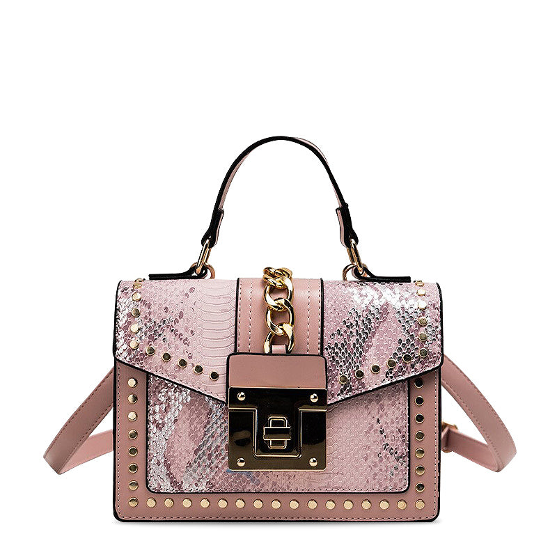 Designer Crossbody Handtas Dames – Snakeprint met Kettingsluiting