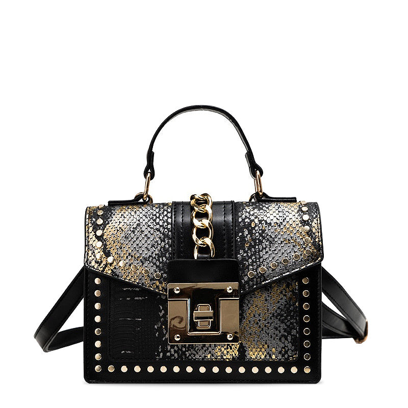 Designer Crossbody Handtas Dames – Snakeprint met Kettingsluiting