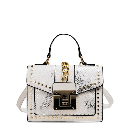 Designer Crossbody Handtas Dames – Snakeprint met Kettingsluiting