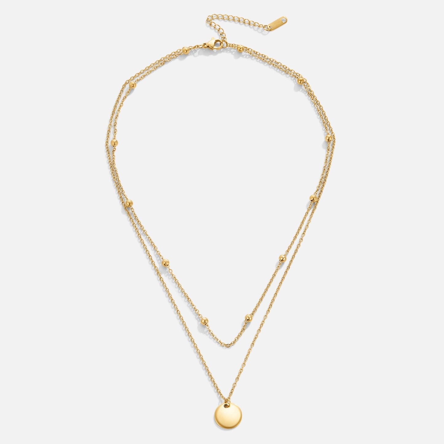 Dubbele Laag Ketting met Ronde Hanger – 18K Goud Verguld & Waterproof