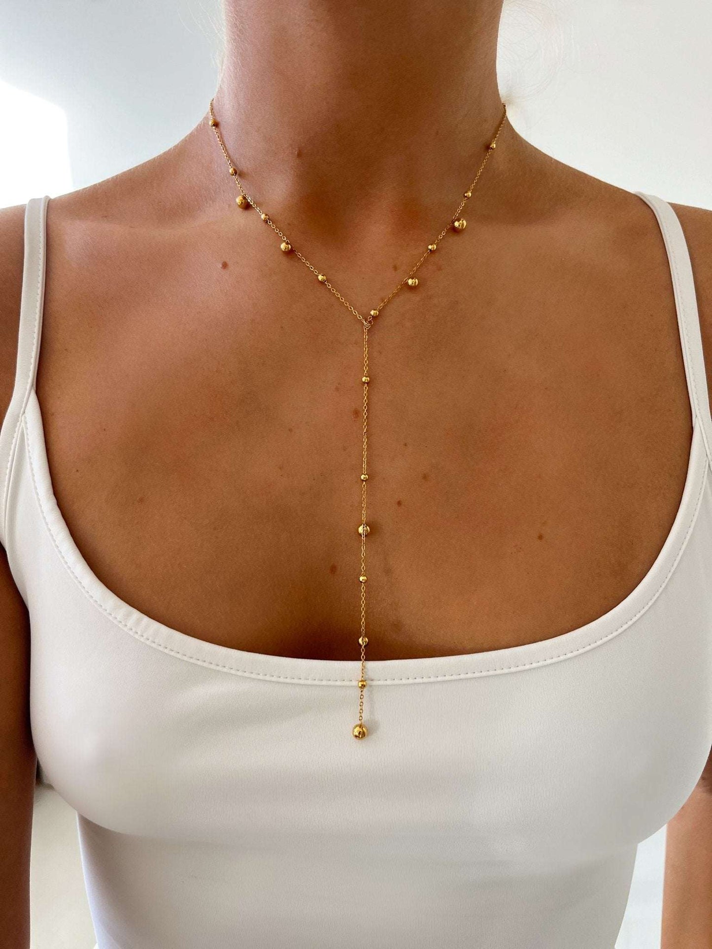Trendy Lange Ketting met Bolletjes | Dames Sieraad