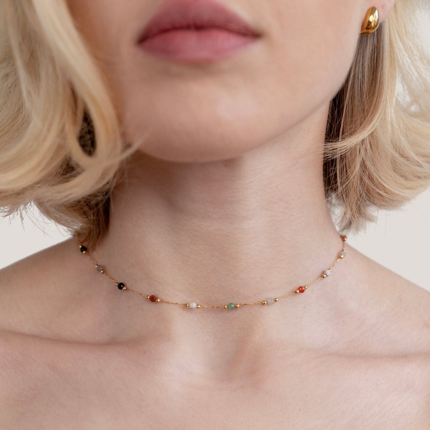 Dames Ketting met Natuurstenen – Aanslagvrij Roestvrij Staal