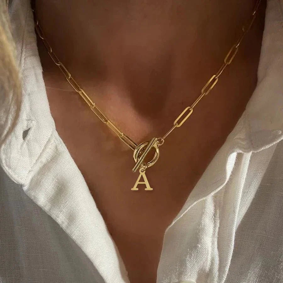 Ketting | Initial Letter | Paperclip Chain | Goud | Trendy