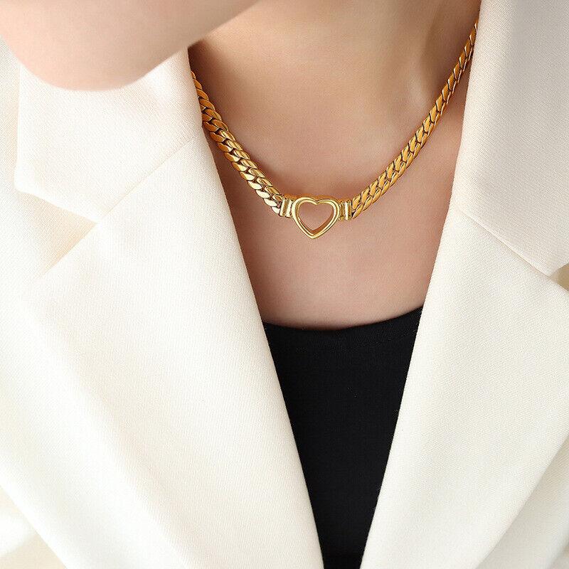 Goud Vergulde Hart Ketting – Trendy Schakel Design met Hanger