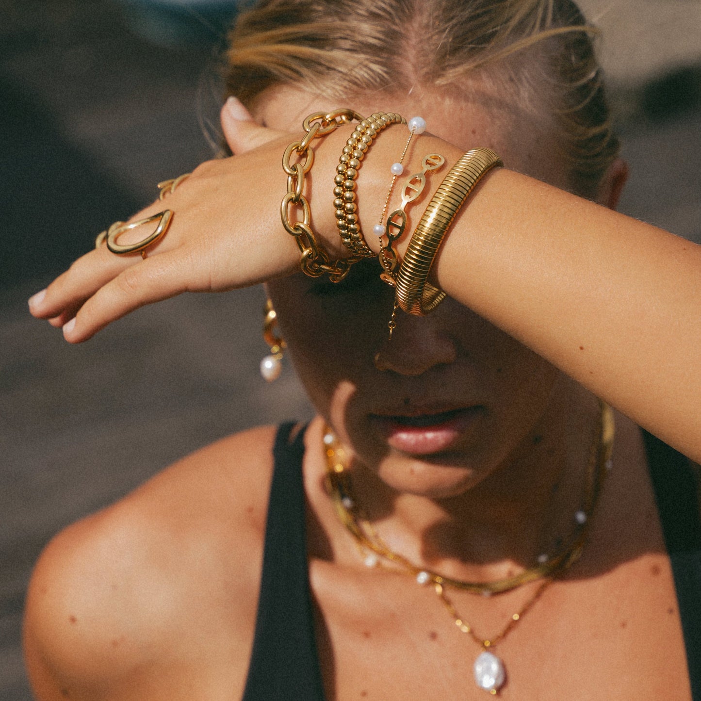 Verstelbare Parel Armband | Goudkleurige Dames Armband