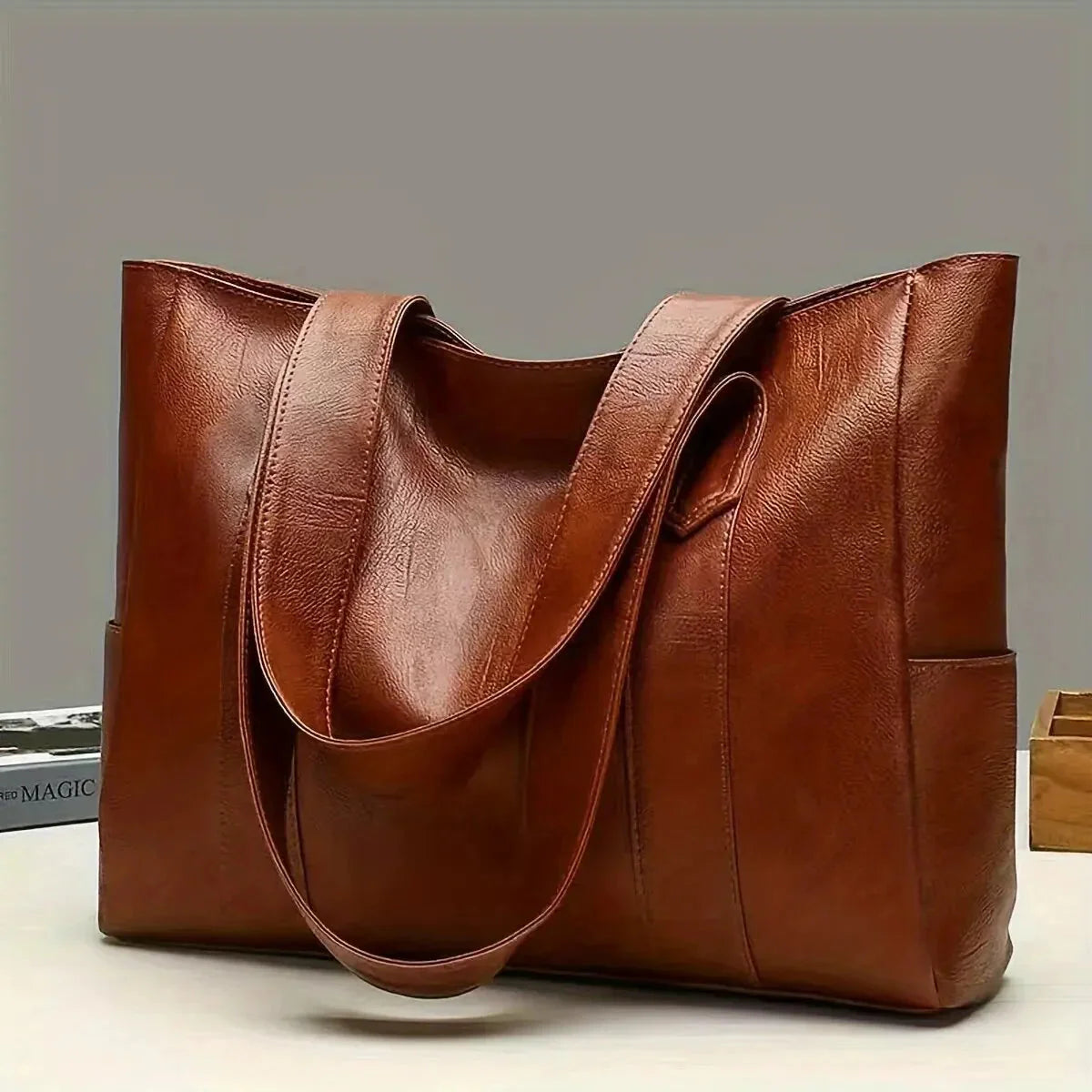 Luxe Leren Shopper – Ruim, Elegant en Tijdloos