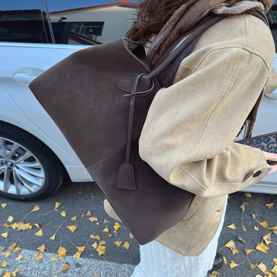 Vegan Suède Handtas Dames – Luxe Schoudertas met Ruim Design