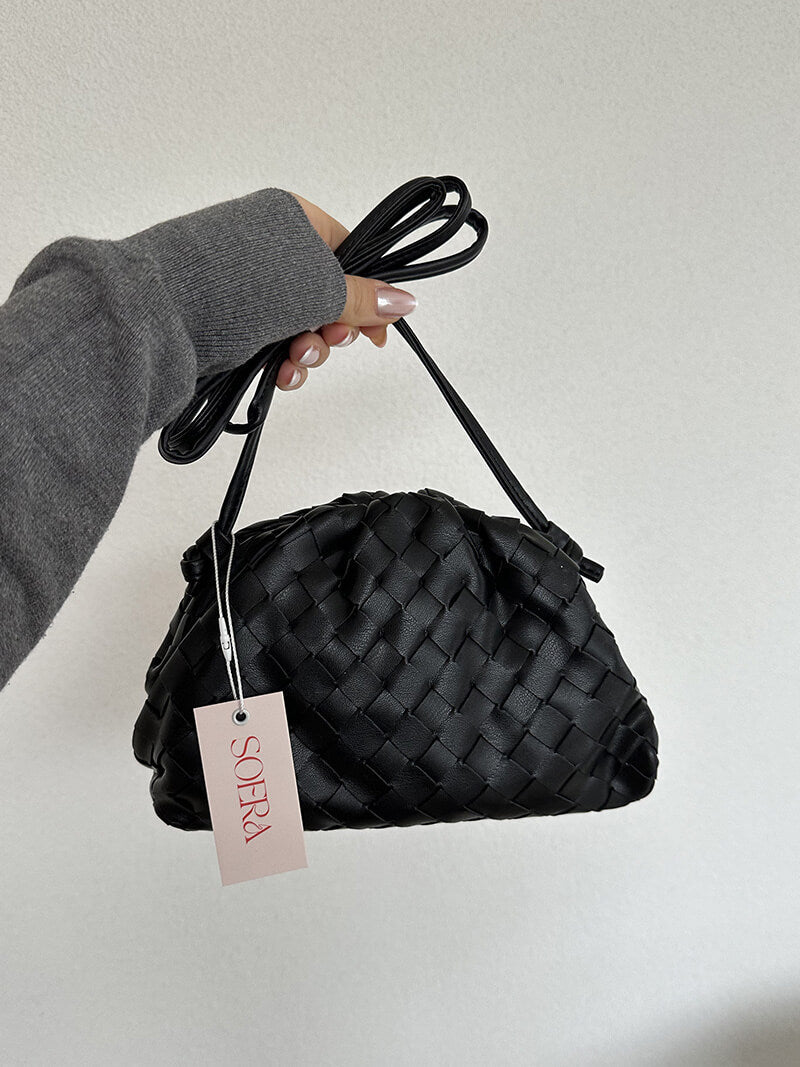 Trendy Gevlochten Dames Handtas – Compacte Handtas van Vegan Leer