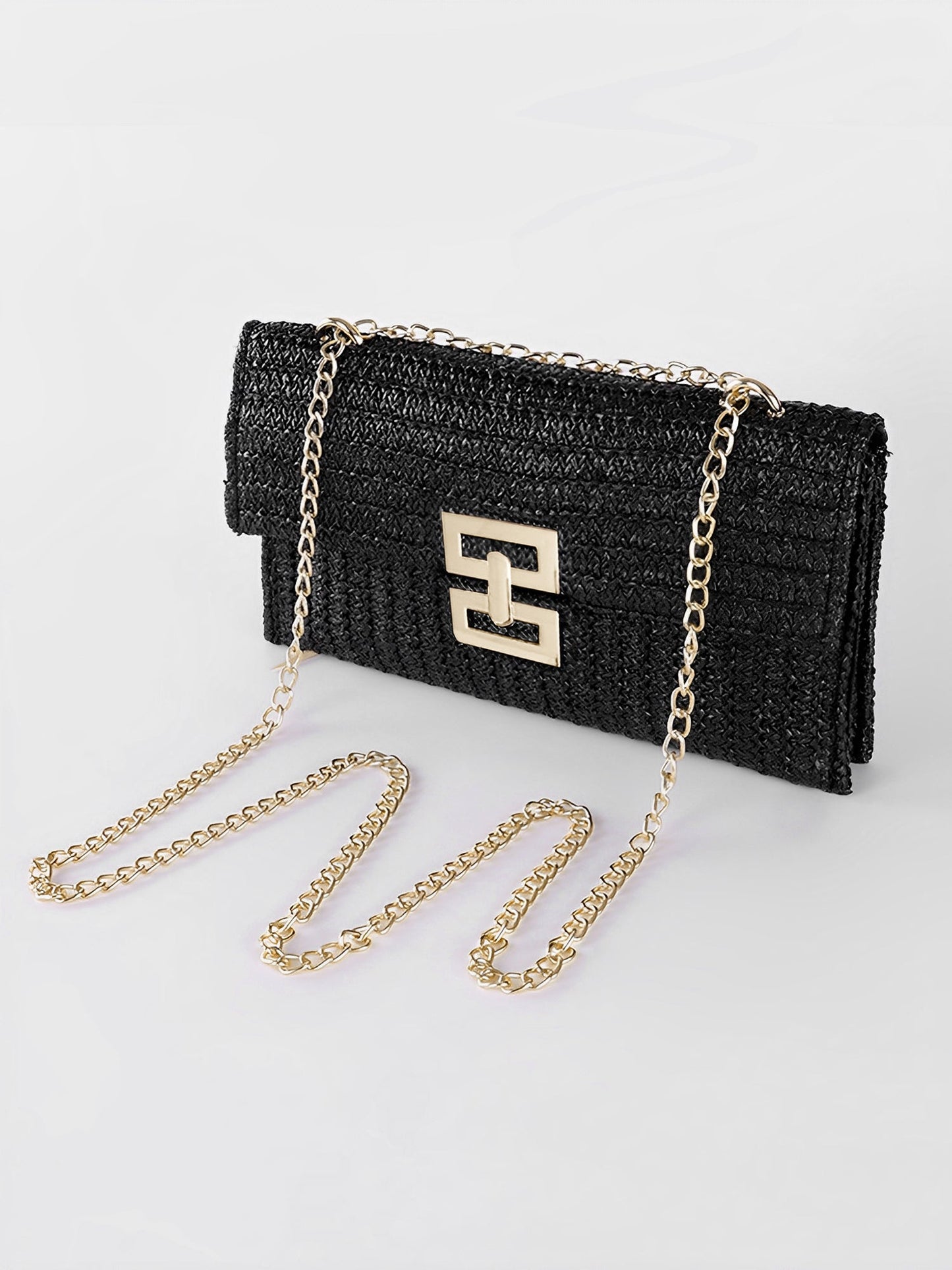 Geweven Schoudertas met Ketting en Draaiklem