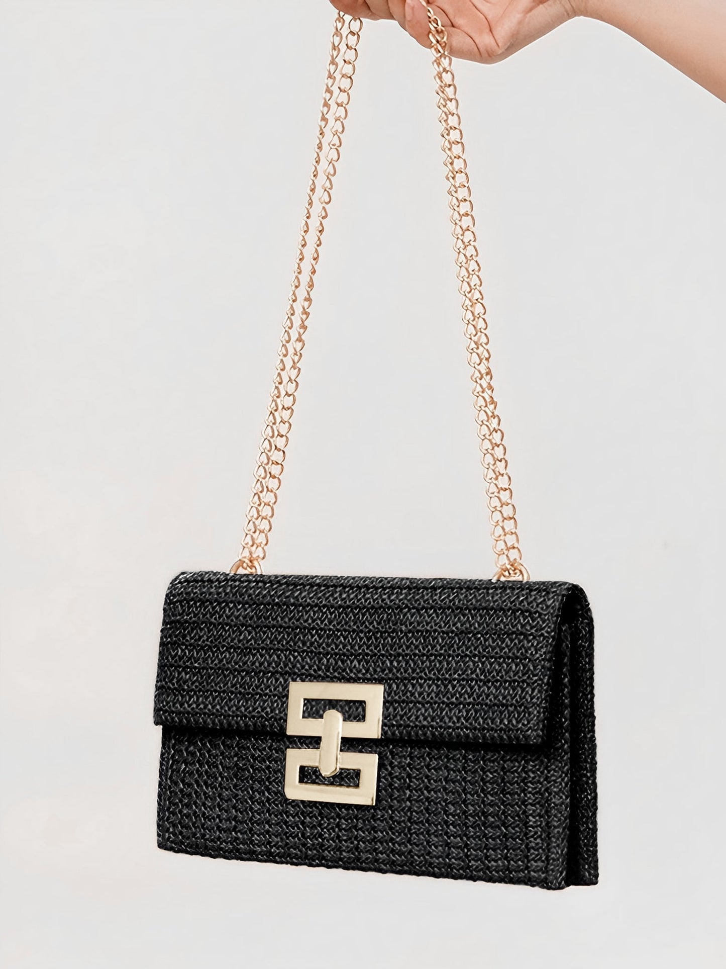 Geweven Schoudertas met Ketting en Draaiklem