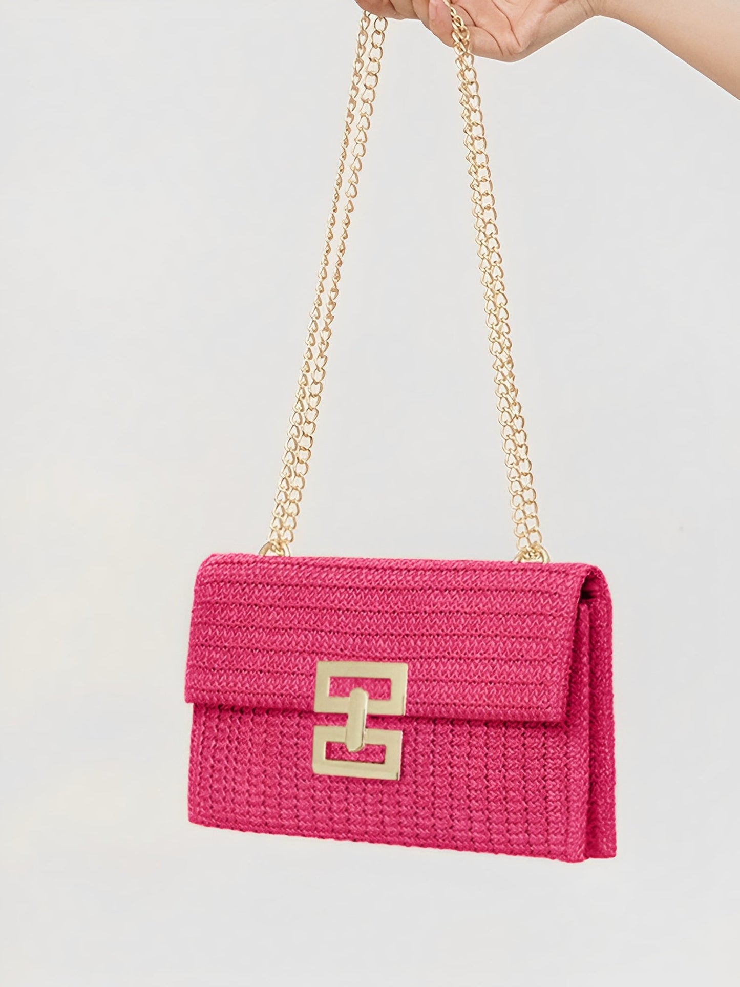 Geweven Schoudertas met Ketting en Draaiklem