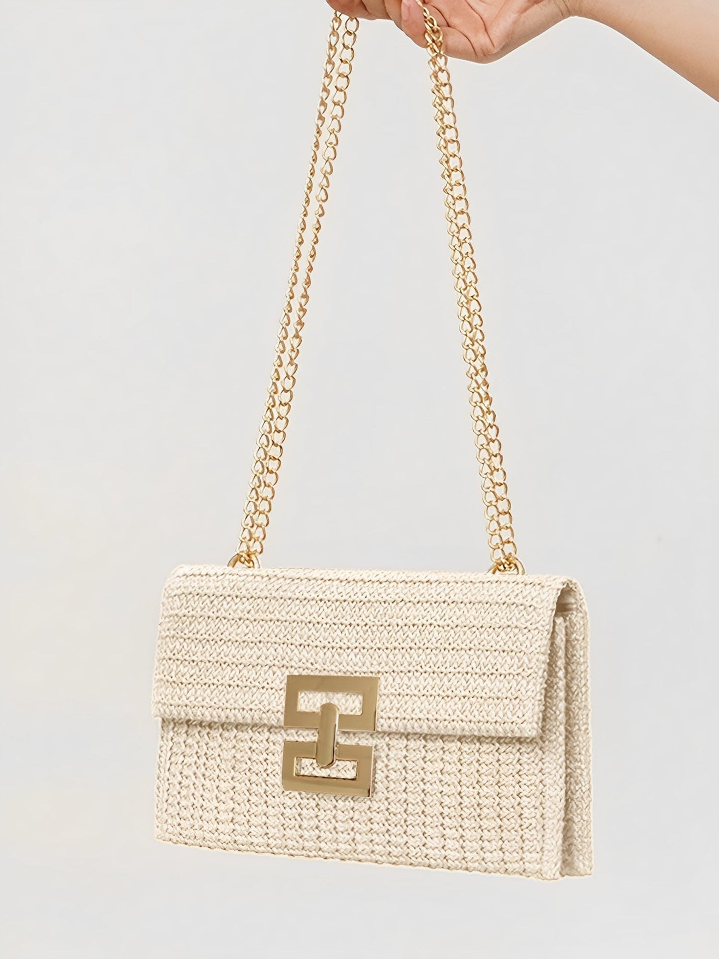 Geweven Schoudertas met Ketting en Draaiklem