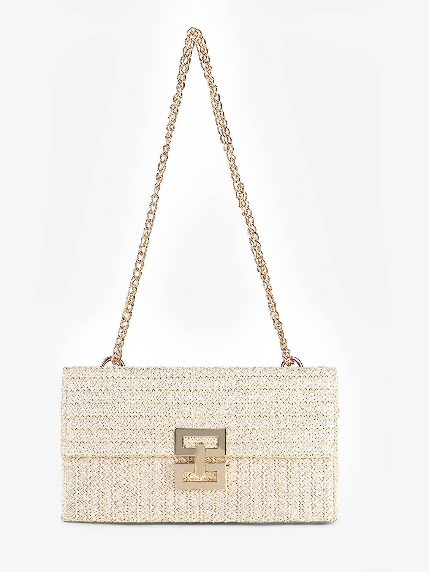 Geweven Schoudertas met Ketting en Draaiklem